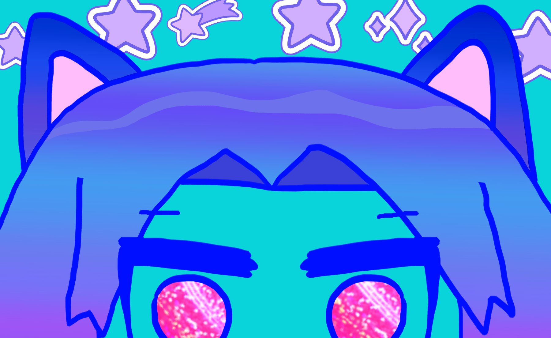 The BG has a bunch of blue stars, some 5-pointed, a set of diamond-style stars, and a shooting star.